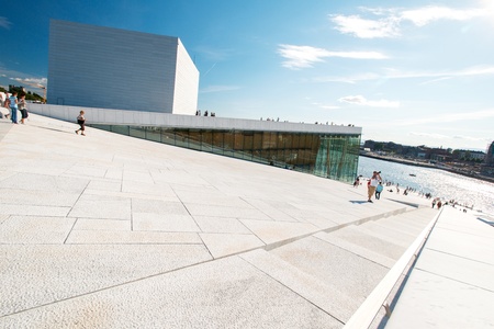 OSLO, NORWAY - AUGUST 11: View on a side of the National Oslo Opera House on August 11, 2012 in Oslo, Norway, which was opened on April 12, 2008.のeditorial素材