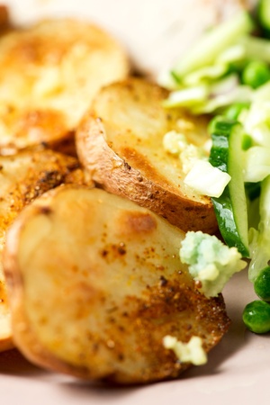 Baked potato with saladの写真素材