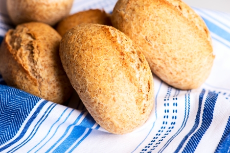 Bread buns on table cloth