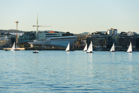 OSLO - OCTOBER 12: Aker Brygge on October 12, 2013. As many as 12 million visitors a year make Aker Brygge Norway's biggest destinationのeditorial素材