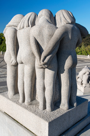 OSLO - SEPTEMBER 7: Statues in Vigeland park in Oslo, Norway on September 7, 2012. The park covers 80 acres and features 212 bronze and granite sculptures created by Gustav Vigeland.のeditorial素材