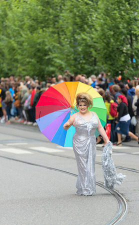 OSLO, NORWAY - JUNE 28: Europride parade in Oslo on June 28, 2014. The Parade is 3 km long.のeditorial素材