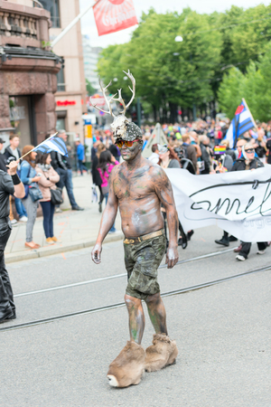 OSLO, NORWAY - JUNE 28: Europride parade in Oslo on June 28, 2014. The Parade is 3 km long.のeditorial素材