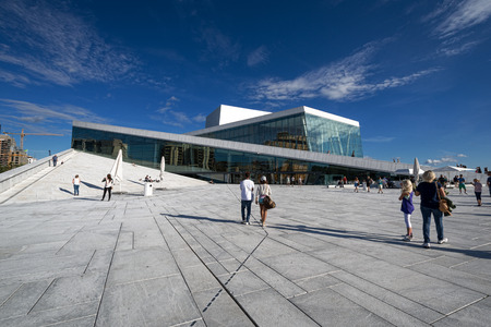 OSLO, NORWAY - AUGUST 11: View on a side of the National Oslo Opera House on August 11, 2012 in Oslo, Norway, which was opened on April 12, 2008のeditorial素材