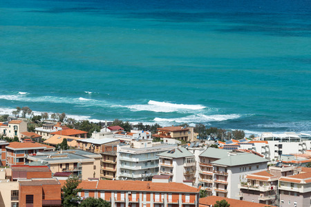 Houses in Cefalu city, Sicilyの写真素材
