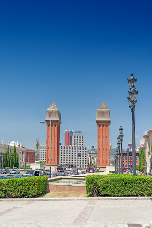 View in Barcelona on Placa De Espanya (Square of Spain), Spain.のeditorial素材