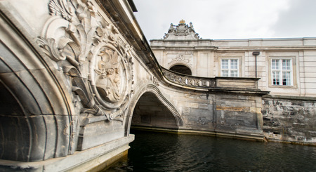 view of canal and old bridge in Copenhagenの写真素材