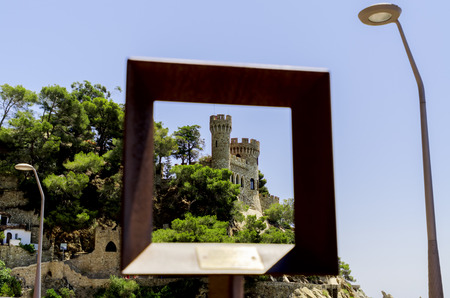 Look at Lloret de Mar castle through frameのeditorial素材