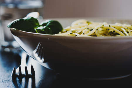 Cooked tasty spaghetti pasta in a bowl