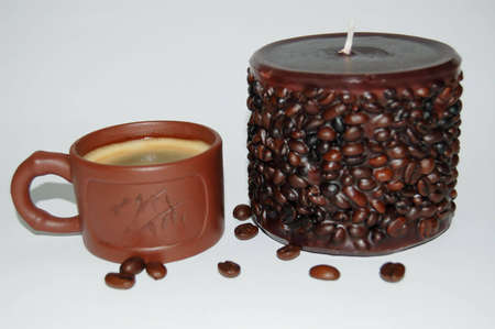 decorative candle & coffeeの写真素材