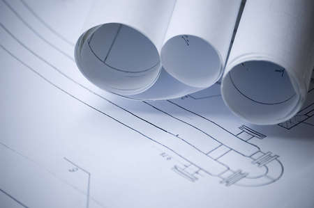 Design draft papers and draft paper rollsの写真素材