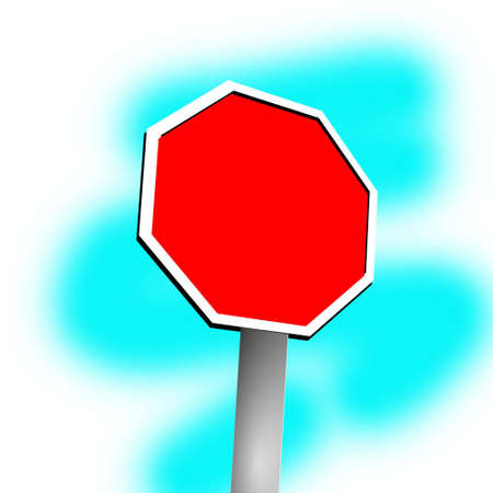 Blank stop sign frame against blue backgroundの写真素材