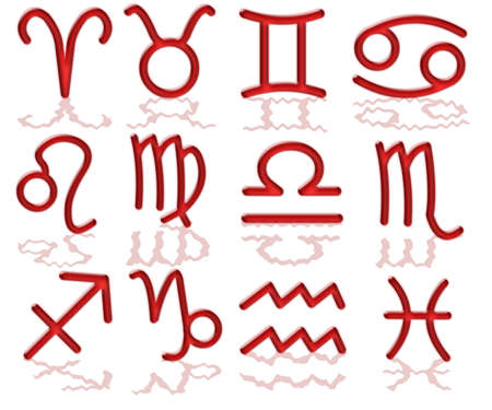 nice red icons with the horoscope simbolsの写真素材