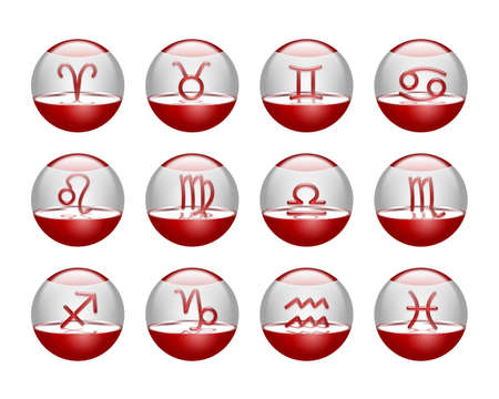 nice red icons with the horoscope simbolsの写真素材