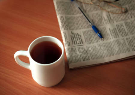 drink cup of black tea on breakの写真素材