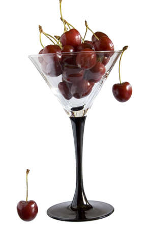 cherries in goblet on whiteの写真素材