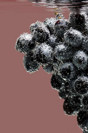 close-up of grape with bulbs underwaterの写真素材