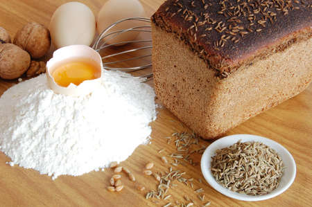still life of bread preparingの写真素材