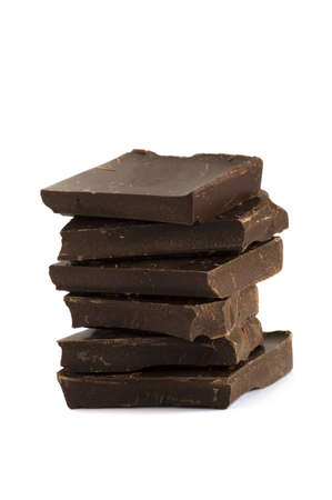 broken dark chocolate isolatedの写真素材