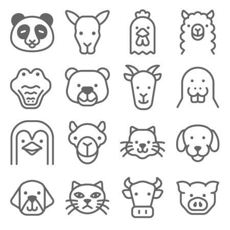 Animal Icon Set. Contains such Icons as Panda, Dog, Cat ,Pig and more. Expanded Strokeのイラスト素材