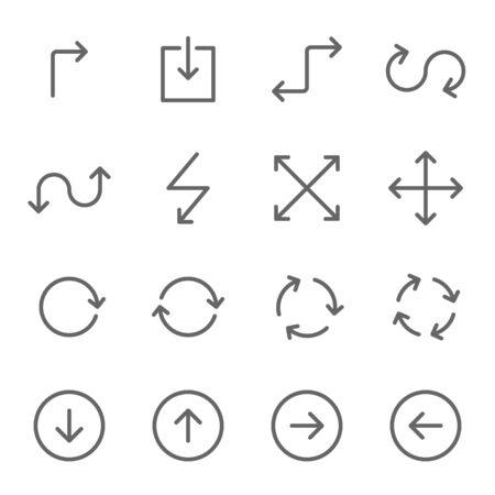Arrow icon vector set illustration. Contains such icon as Navigation, Refresh, Scale, Expand, Download, Direction and more. Expanded Strokeのイラスト素材