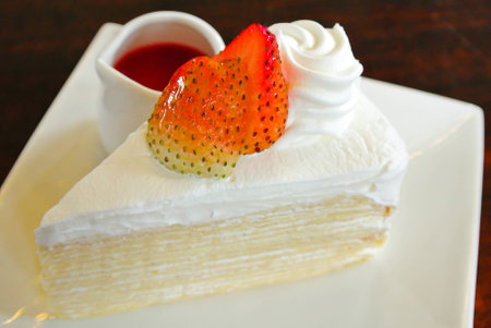 Crepe Cake (cake, strawberry)の写真素材