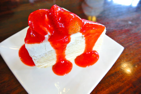 Crepe Cake (cake, strawberry)の写真素材