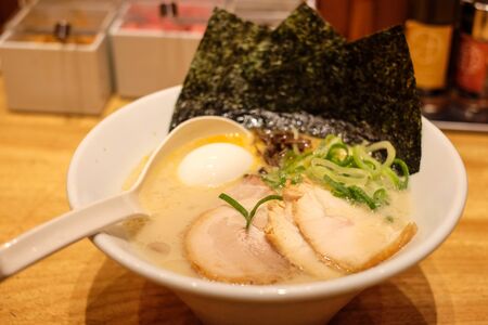 Shoyu ramen noodle with pork and egg-Japanese food style.の写真素材
