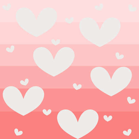 Pink gradrient background with white hearts, made in paper cutout style. For valentines day greeting...
