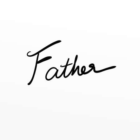 The handwriting of the word "Father" in English cursive alphabetsの写真素材
