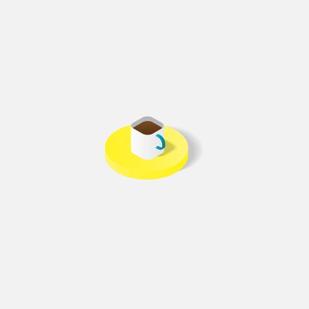 White cup of coffee icon in isometric 3d styleのイラスト素材