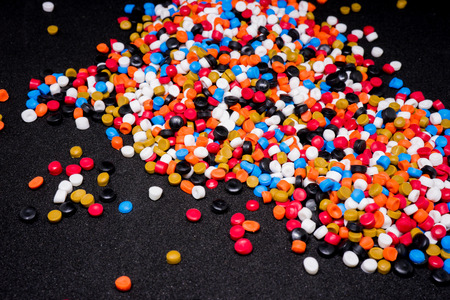Mix Plastic pellets. Colorant for plastics.の写真素材