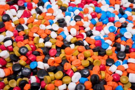 Mix Plastic pellets. Colorant for plastics.の写真素材