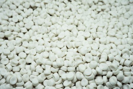 White Plastic pellets. Colorant for plastics.の写真素材