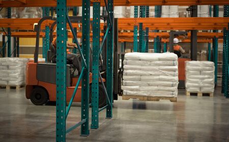 A  big warehouse with forklift.の写真素材