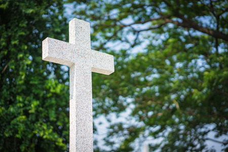 Cross on tomb in Chinese Christian cemeteryの写真素材