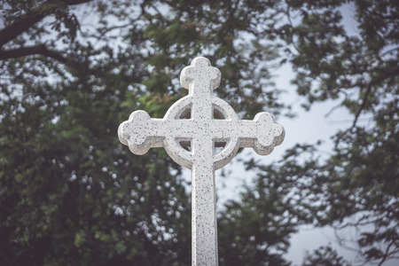 Cross on tomb in Chinese Christian cemeteryの写真素材