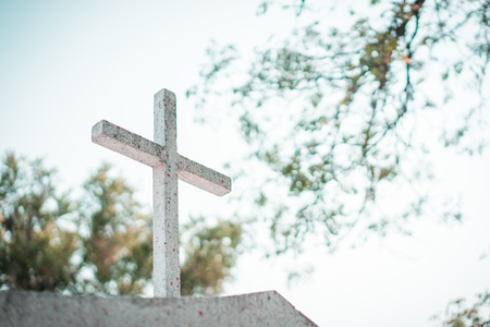 Cross on tomb in Chinese Christian cemeteryの写真素材