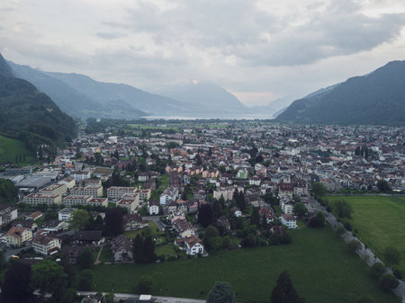 Top view of the small village in Europe.の写真素材