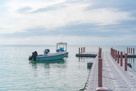 The horizon of the sea. View of the open Thai sea with beautiful sunset clouds.
