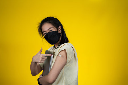 A working woman received vaccinesの写真素材
