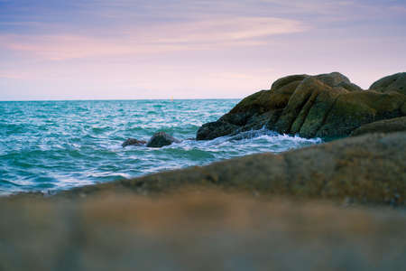 Sunset atmosphere at Phayun Beach Which is a tourist attraction in Rayong Province, Thailand Had...