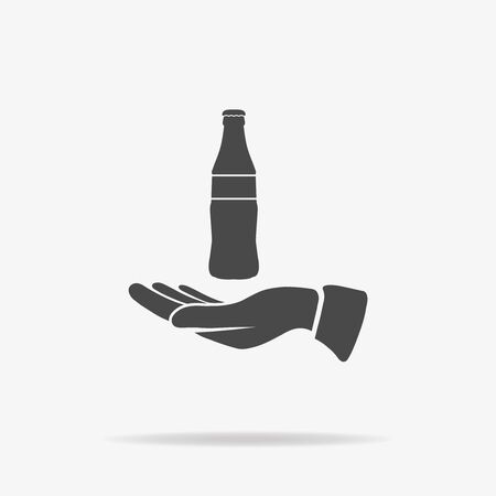 Bottle and hand icon. Vector concept illustration for design.のイラスト素材