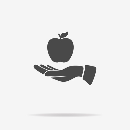 Apple and hand icon. Vector concept illustration for design.のイラスト素材