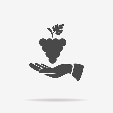 Grapes and hand icon. Vector concept illustration for design.のイラスト素材