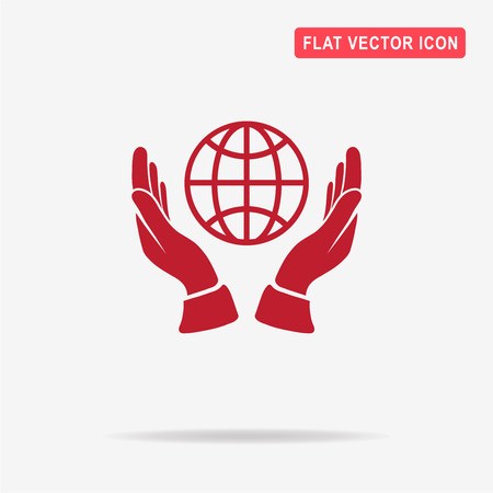 Globe and hands icon. Vector concept illustration for design.のイラスト素材