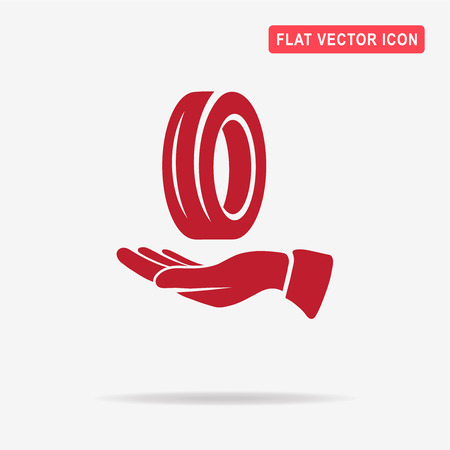 Road tire and hand icon. Vector concept illustration for design.のイラスト素材
