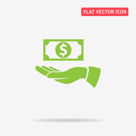 Dollar and hand icon. Vector concept illustration for design.のイラスト素材