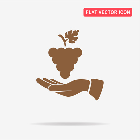 Grapes and hand icon. Vector concept illustration for design.のイラスト素材