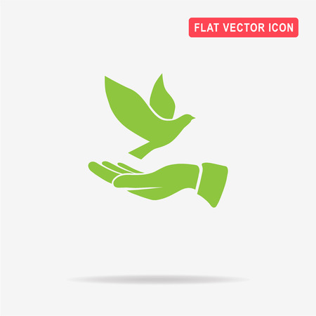 Dove and hand icon. Vector concept illustration for design.のイラスト素材